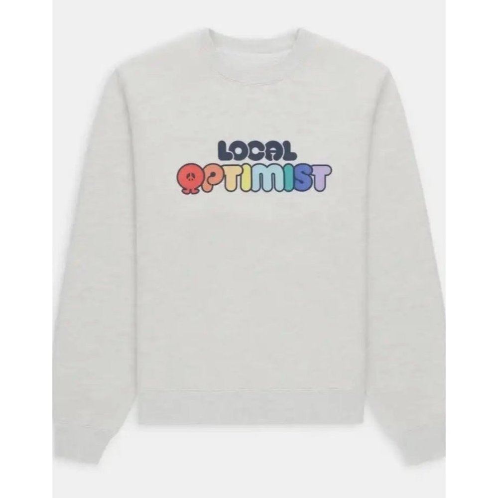NEW MADHAPPY LOCAL OPTIMIST FLEECE HEATHER GREY CREWNECK SIZE LARGEY REY